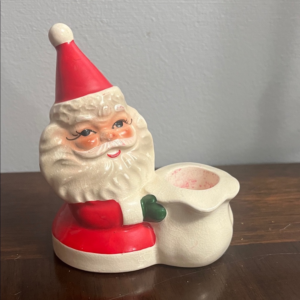 Vintage Brinn’s Santa Claus Holiday Candle Holder Japan Christmas decor